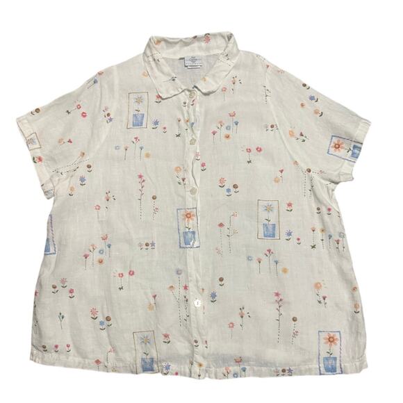 Hot Cotton by Marc Ware Floral Linen Button-Down Shirt – Size 3X (Oversized Fit) - Picture 5 of 7